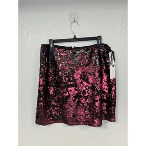 1‎ STATE Womens Black Pink Sequin Mini Skirt Size 12 NWT